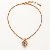 Rose Gold Heart CZ Solitaire Pendant Necklace