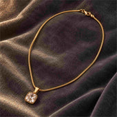 Gold Cushion CZ Solitaire Pendant Necklace