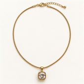 Gold Cushion CZ Solitaire Pendant Necklace