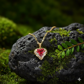 Divine Love Gold-Plated Heart Crystal Necklace for Women
