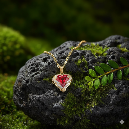 Divine Love Gold and -Plated Heart Crystal Necklace for Women