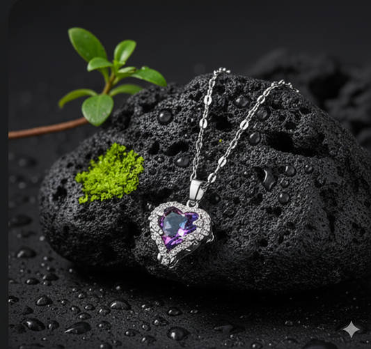 Divine Love Gold and -Plated Heart Crystal Necklace for Women