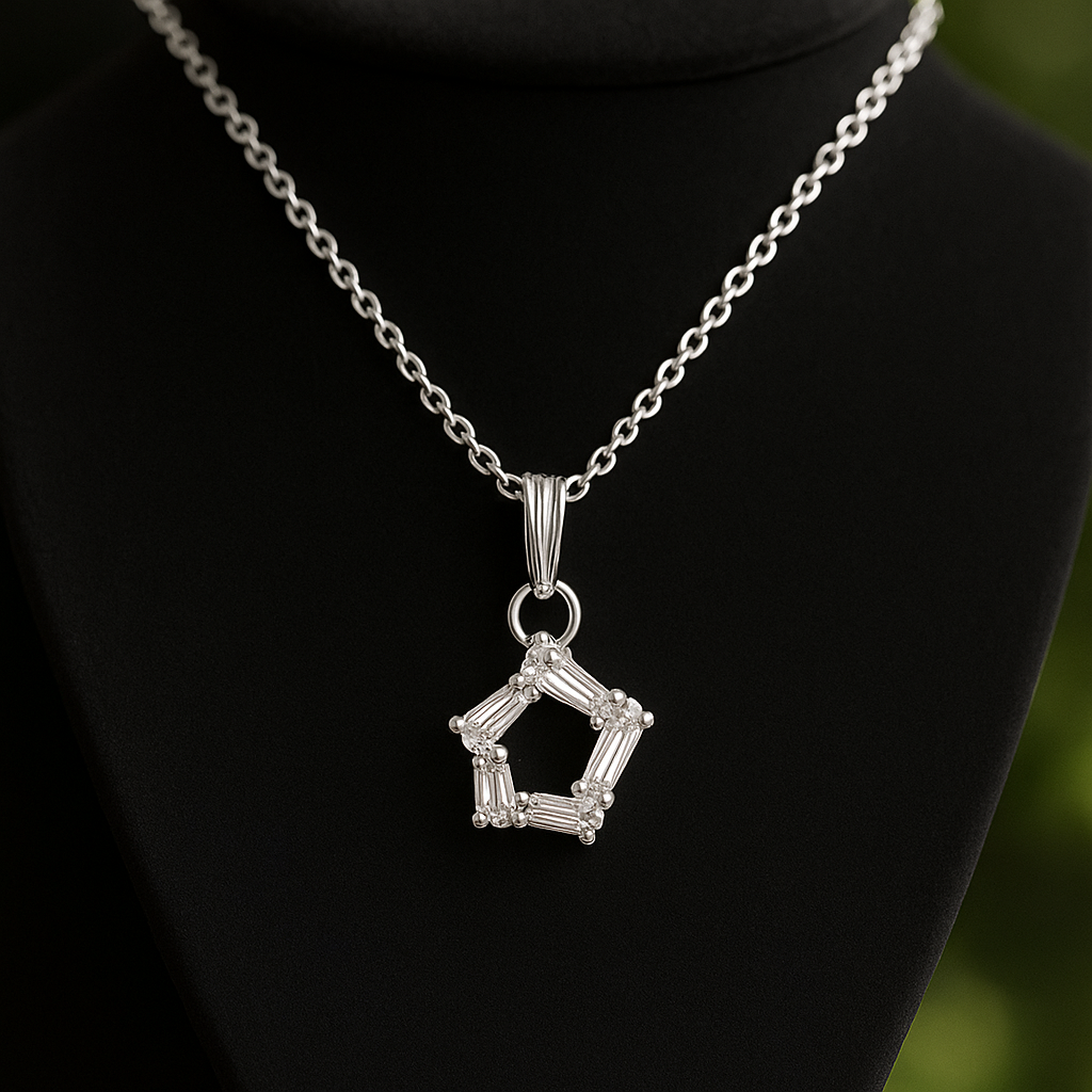 Elegant Baguette-Cut Crystal Pendant Necklace on Premium Chain