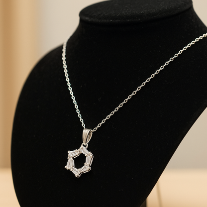 Elegant Baguette-Cut Crystal Pendant Necklace on Premium Chain