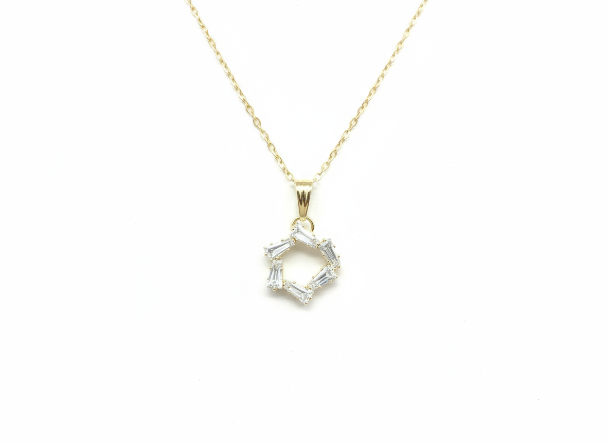 Elegant Baguette-Cut Crystal Pendant Necklace on Premium Chain