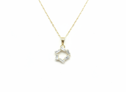 Elegant Baguette-Cut Crystal Pendant Necklace on Premium Chain