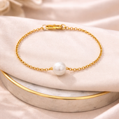 Gold Finish Pearl Bracelet for Women | Elegant Chain Jewelry