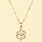 GlowFinch Gold Star Crystal Pendant Necklace for Women | Elegant Geometric Jewellery
