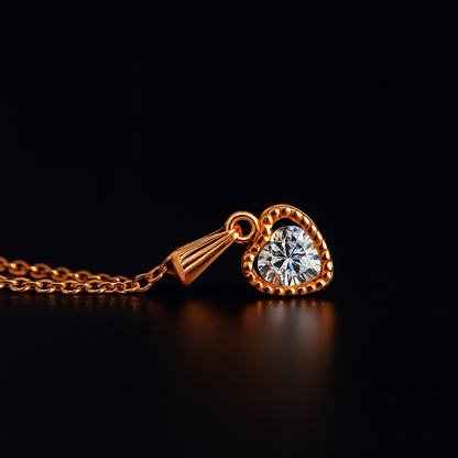 GlowFinch Gold finish Heart Pendant Necklace for Women | Sparkling Crystal Love Pendant