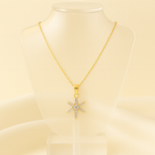 Elegant Gold Starburst Pendant Necklace with Sparkling Baguette Crystals