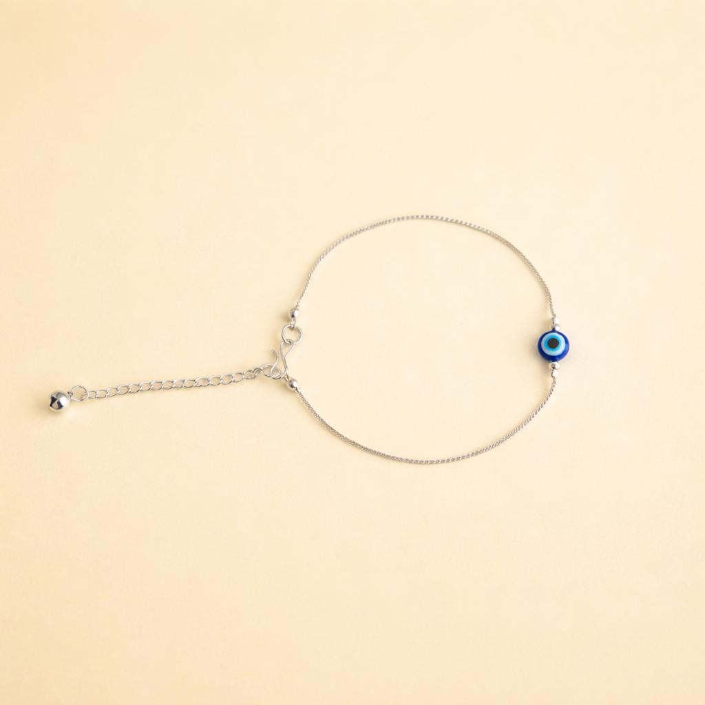 Minimalist Evil Eye Bracelet for Women | Silver Finish