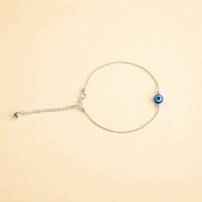 Minimalist Evil Eye Bracelet for Women | Silver Finish