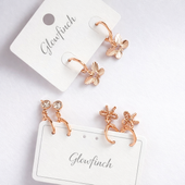 Rose Gold Butterfly Charm Hoop Earrings (3 Pairs) for Women