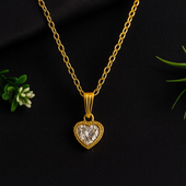 GlowFinch Gold Finish Heart Pendant Necklace for Women | Sparkling Crystal Love Pendant