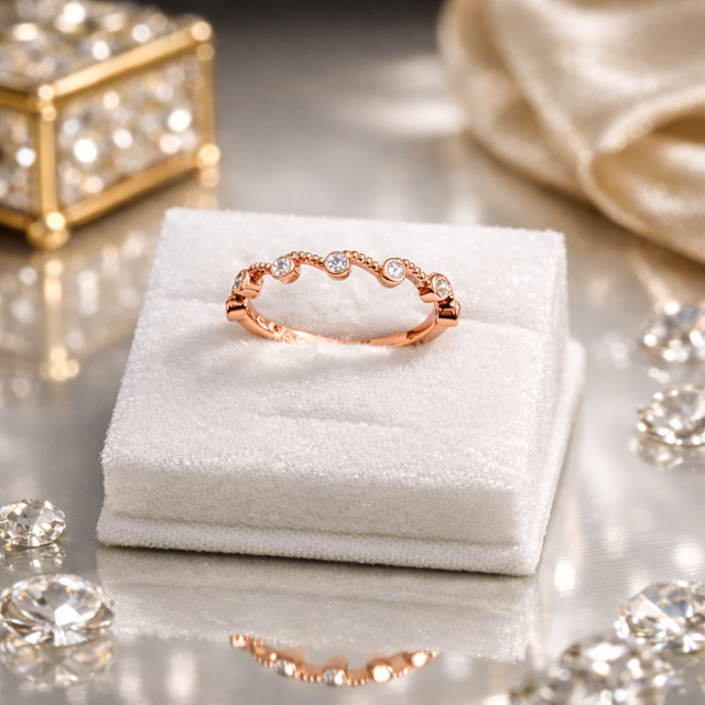 Rose Gold Finish Free Size Ring for Women