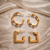 Gold Finish Hoop Earrings Set for Women | Artificial Jewelry Set of 9