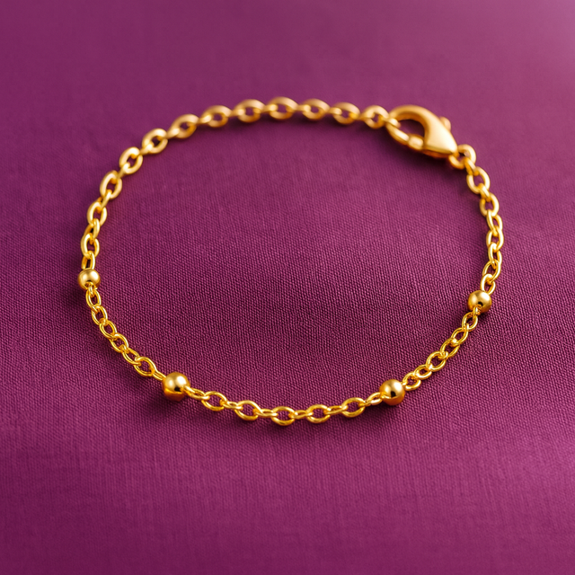 Gold Charm Bracelet Set with Shell, Bow & Bead Chain (Pack of 2)