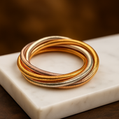 Multi-Tone Twisted Wire Bangle Bracelet for Women – Gold, Silver & Rose Mix