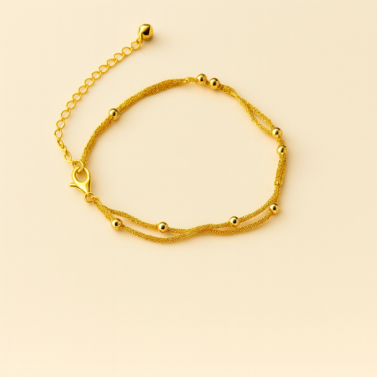 Gold finich Multi-Layer Bracelet for Women | Delicate Beaded Chain Elegant Bracelet