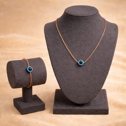Rose Gold Evil Eye Necklace Set for Women | Minimal Jewelry