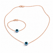 Rose Gold Evil Eye Necklace Set for Women | Minimal Jewelry