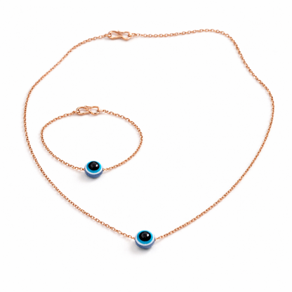 Rose Gold Evil Eye Necklace Set for Women | Minimal Jewelry