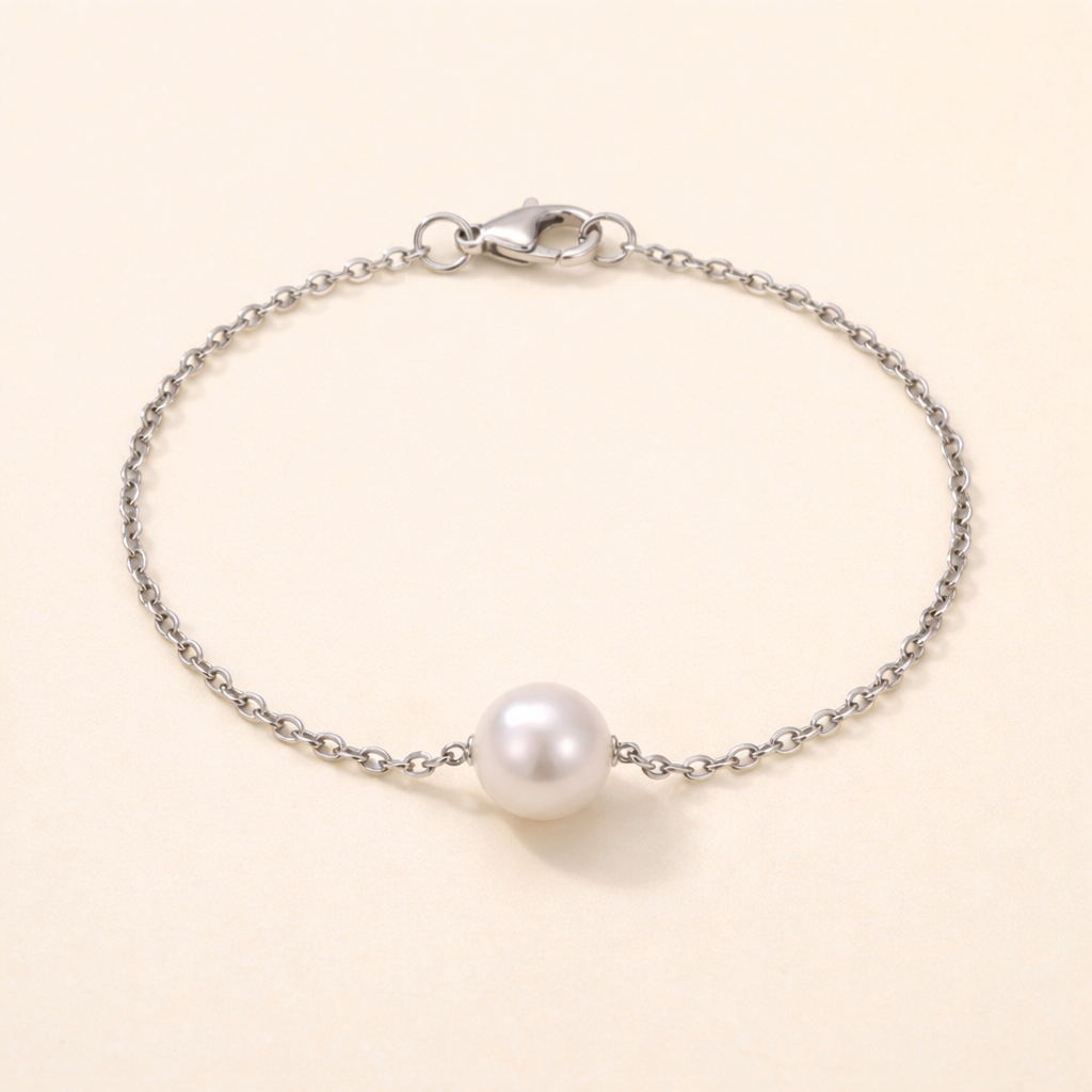 Silver Pearl Bracelet for Women | Minimalist Pearl Chain Jewelry
