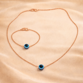 Rose Gold Evil Eye Necklace Set for Women | Minimal Jewelry