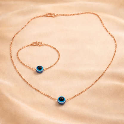 Rose Gold Evil Eye Necklace Set for Women | Minimal Jewelry