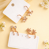 Rose Gold Butterfly Charm Hoop Earrings (3 Pairs) for Women