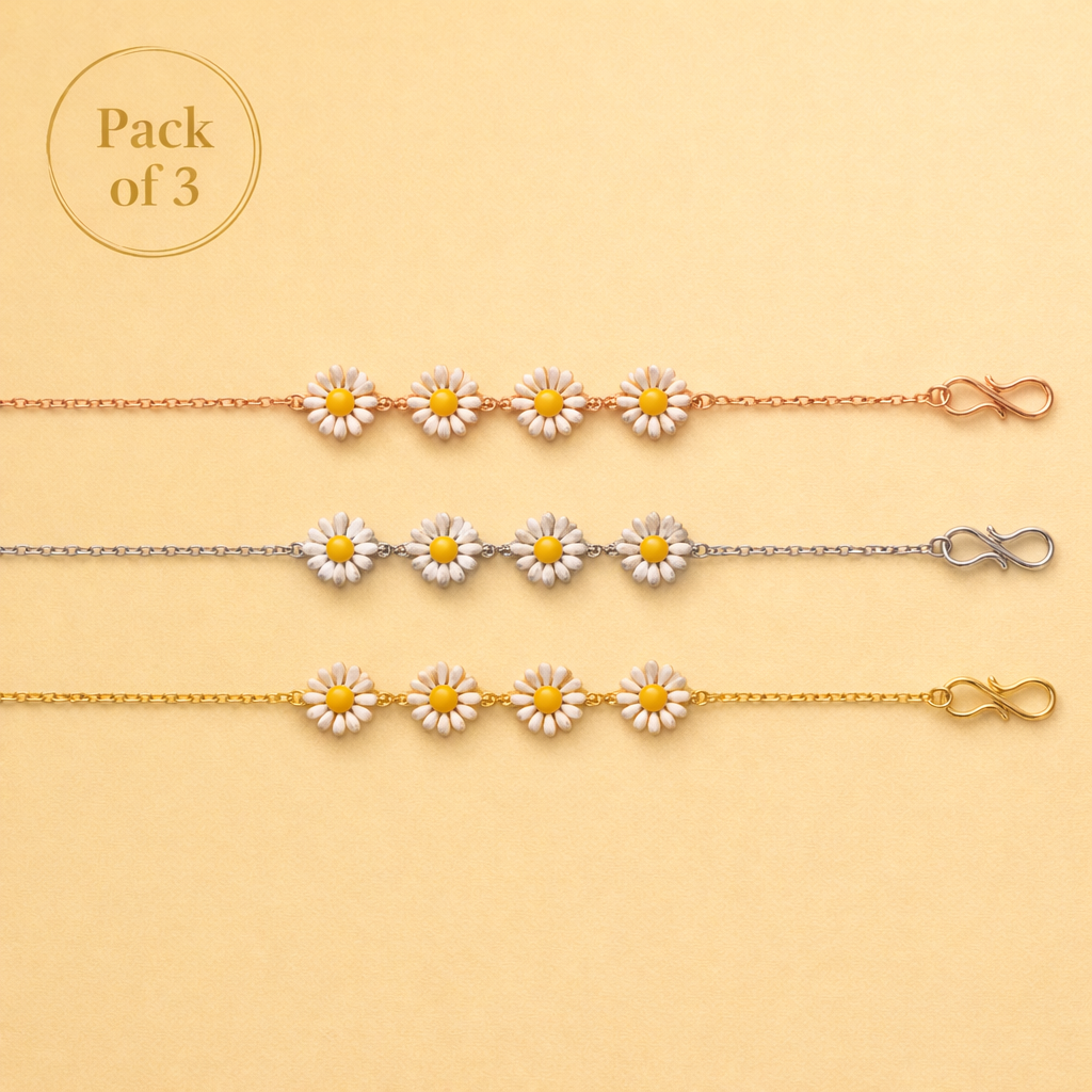 Daisy Charm Bracelets Combo Gold Silver Rose for Women