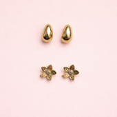 Gold Finish Stud Earrings Set for Women | 6-Piece Combo