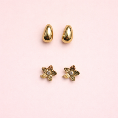 Gold finish Stud Earrings Set for Women | 6-Piece Combo