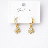 Gold Finish Clover Hoop Earrings for Women | Artificial Jewelry