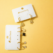 Gold Finish Clover Hoop Earrings for Women | Artificial Jewelry