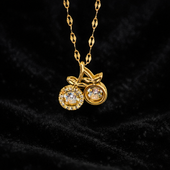 Gold Finish Cherry Pendant Necklace for Women