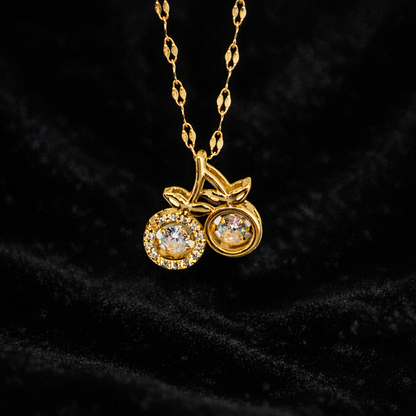 Gold Finish Cherry Pendant Necklace for Women
