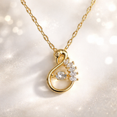 Gold Finish Swan Pendant Necklace for Women with Crystal Stones