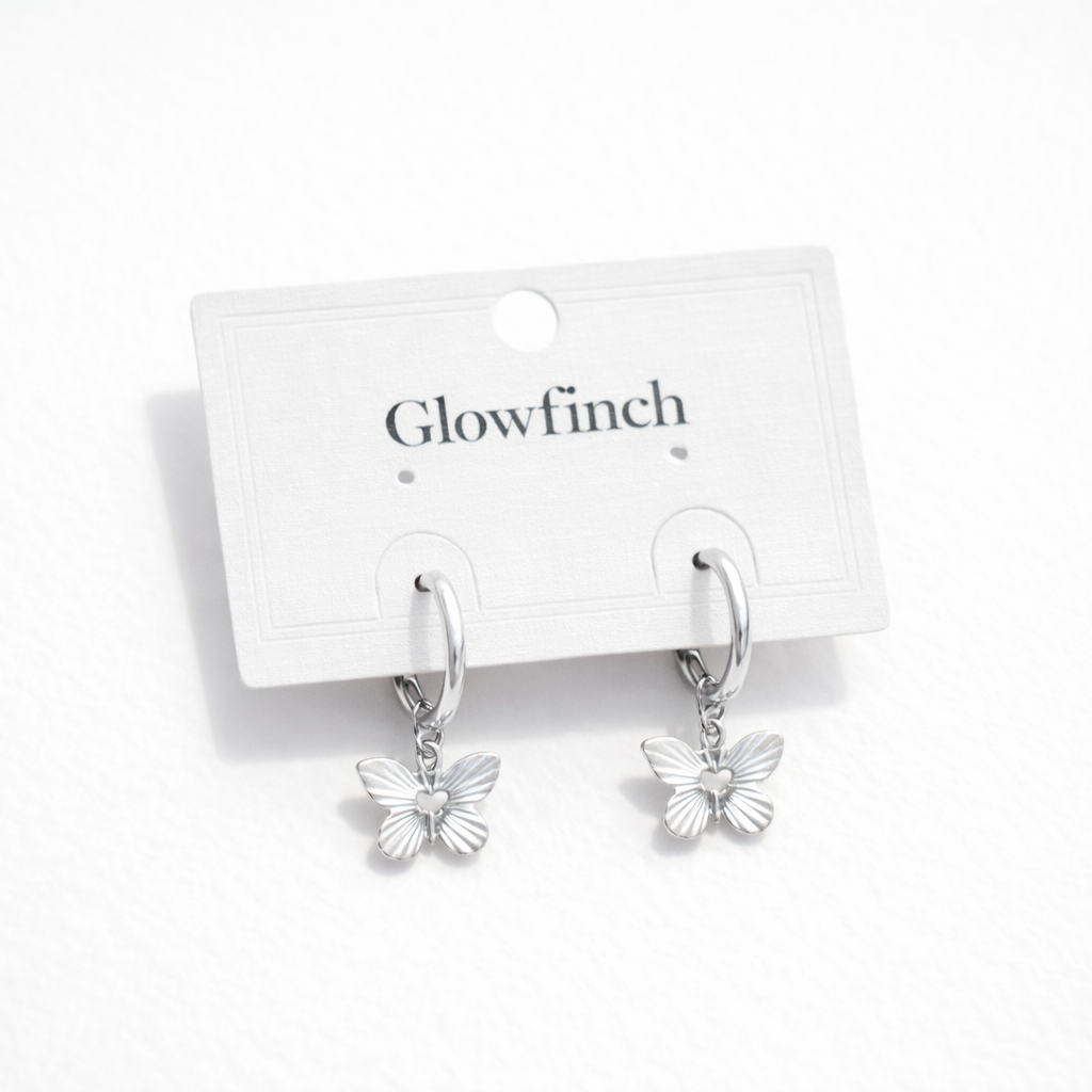 Silver Butterfly & Charm Hoop Earrings for Women pack of 3