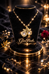Gold Finish Cherry Pendant Necklace for Women