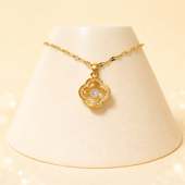 GlowFinch Gold Finish Crystal Pendant Necklace for Women | Elegant Daily Wear Jewellery