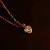 GlowFinch Gold Finish Heart Pendant Necklace for Women | Sparkling Crystal Love Pendant