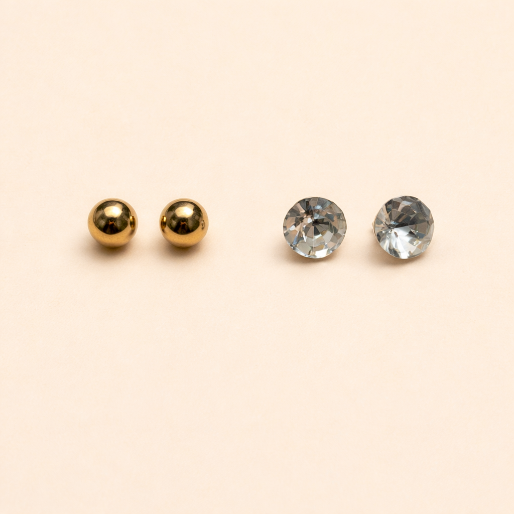Gold finish Stud Earrings Set for Women | 6-Piece Combo