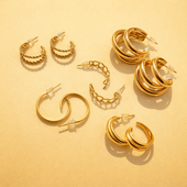 Gold Finish Hoop Earrings Set for Women | Artificial Jewelry Set of 9