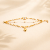 Gold Finish Charm Bracelet for Women – Butterfly Heart 3 in 1