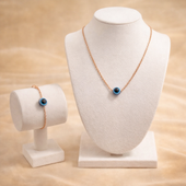 Evil Eye Pendant Necklace Set Gold Finish for Women