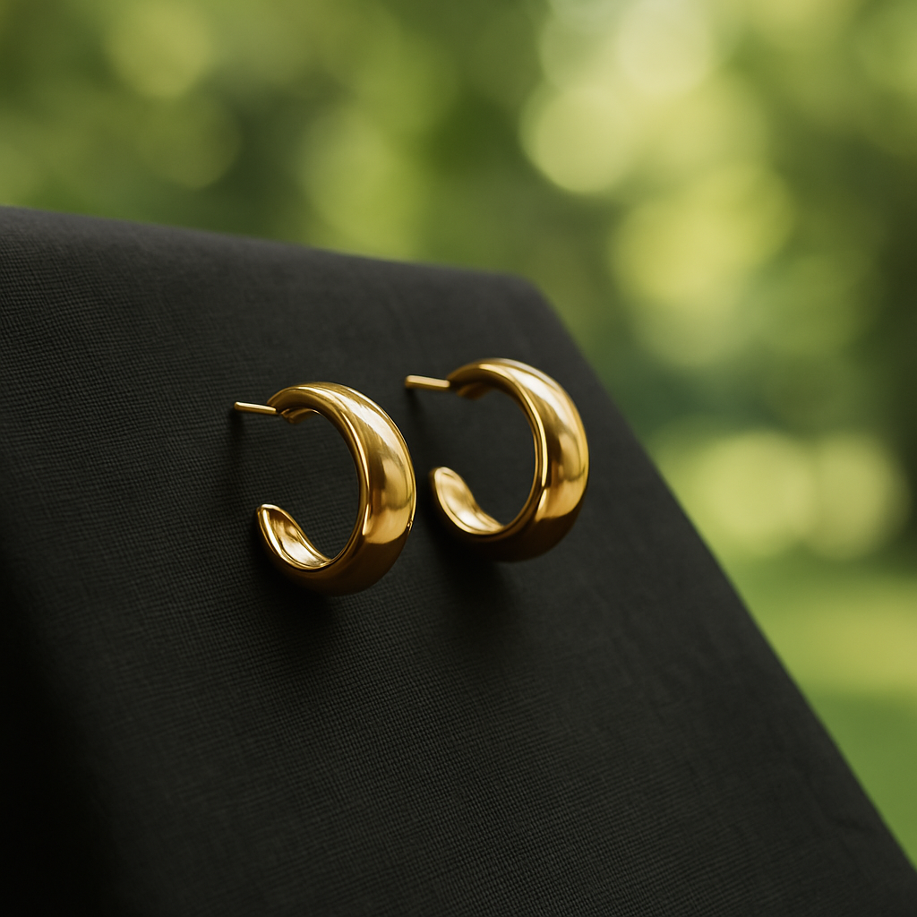 Glossy Gold Chunky Hoop Earrings for Women