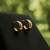 Glossy Gold Chunky Hoop Earrings for Women