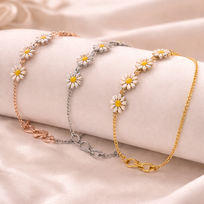 Daisy Charm Bracelets Combo Gold Silver Rose for Women