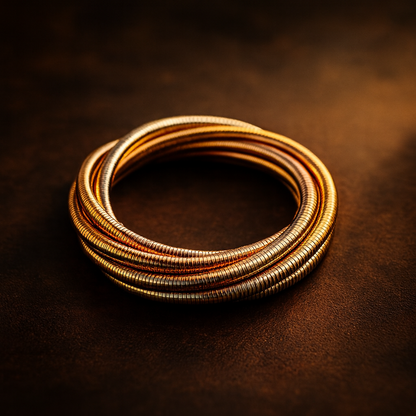 Multi-Tone Twisted Wire Bangle Bracelet for Women – Gold, Silver & Rose Mix